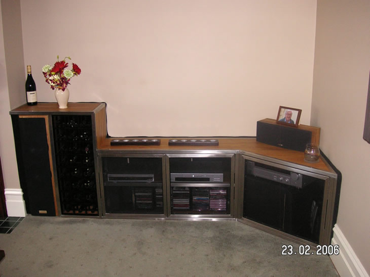 custom entertainment unit made from steel